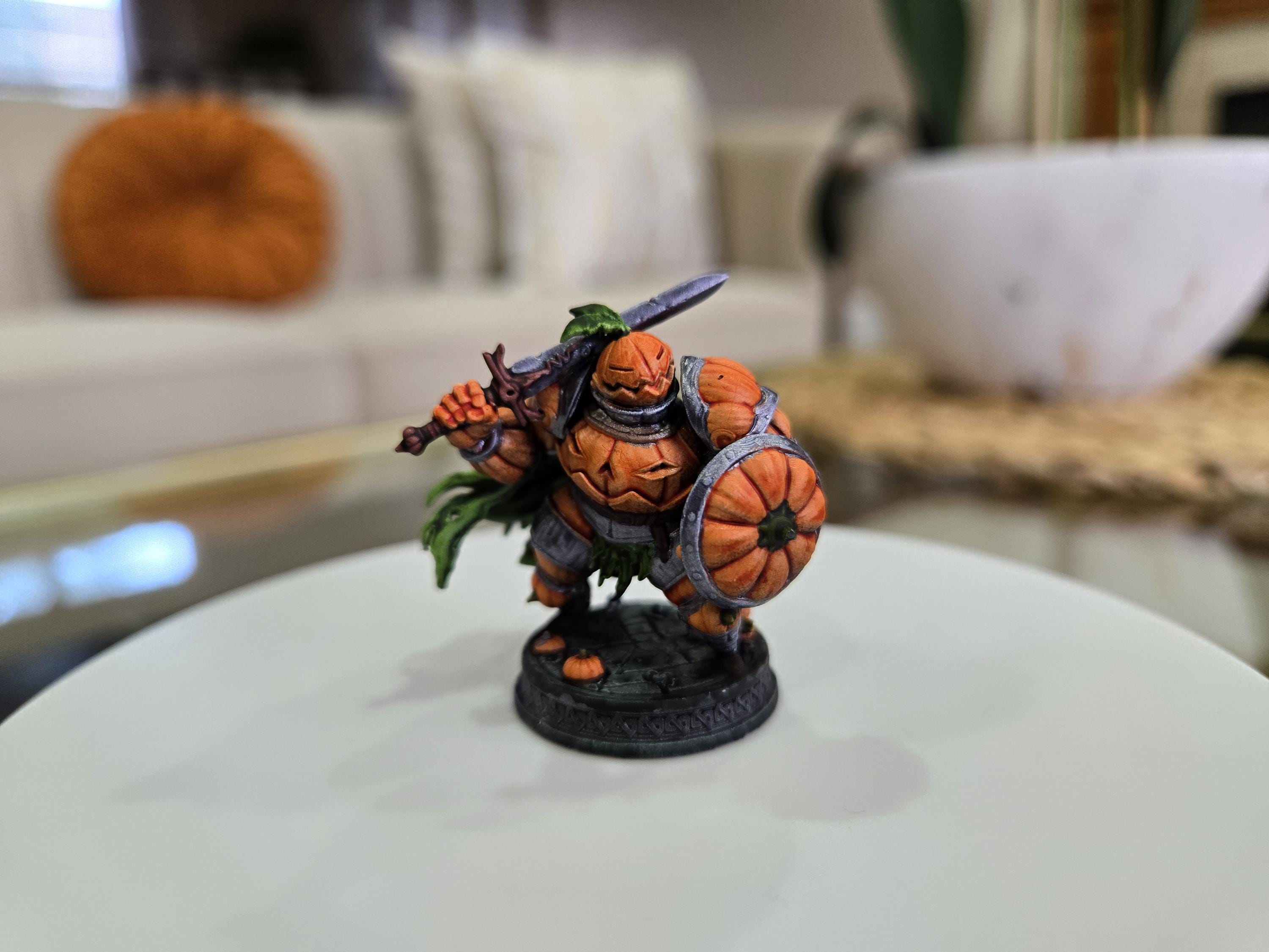 Pumpkin Knight D&D 5e Miniature with Character Sheet fantasy tabletop miniature