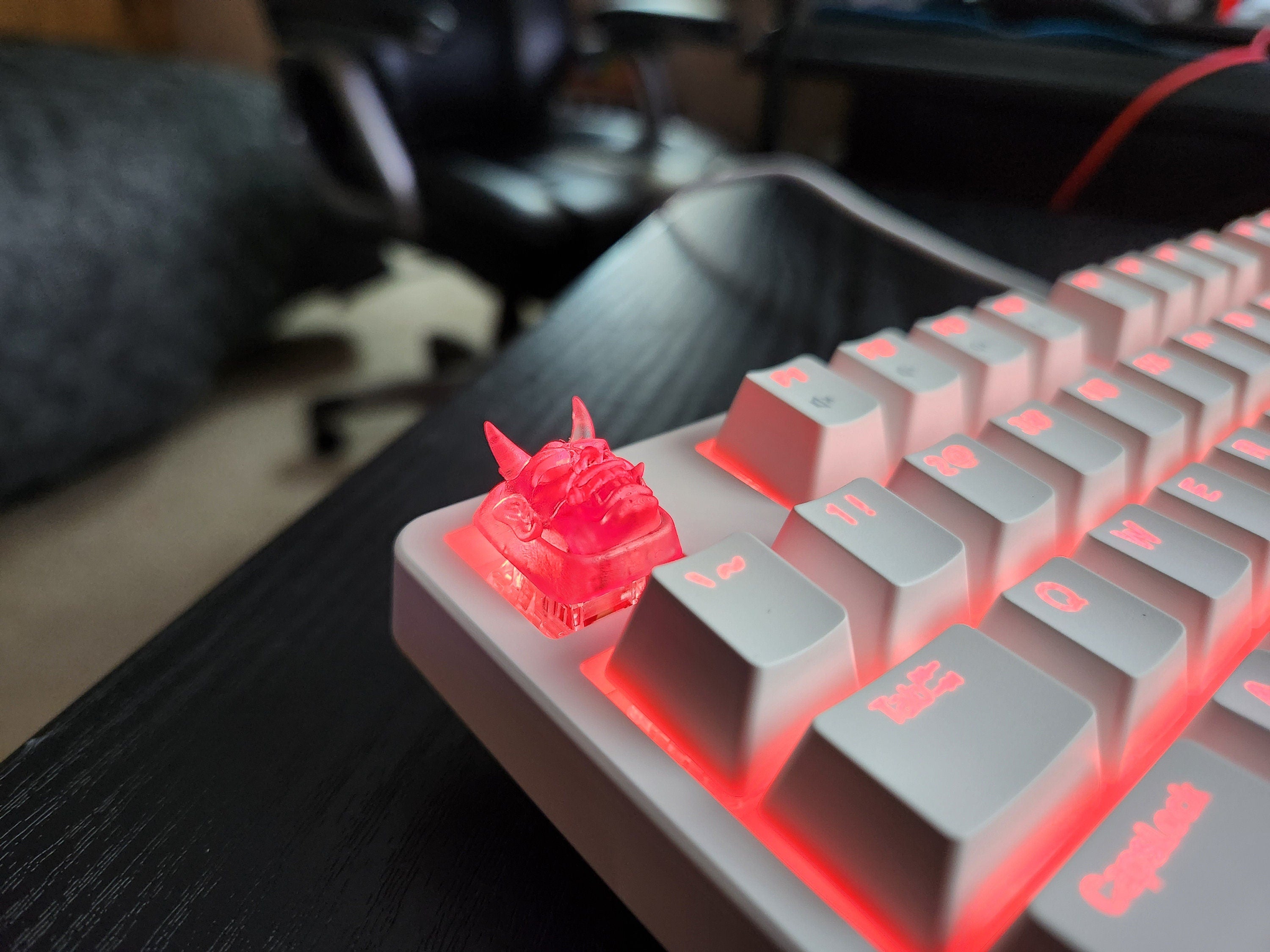 Clear Japanese Oni Mask Artisan Keycap for mechanical keyboard
