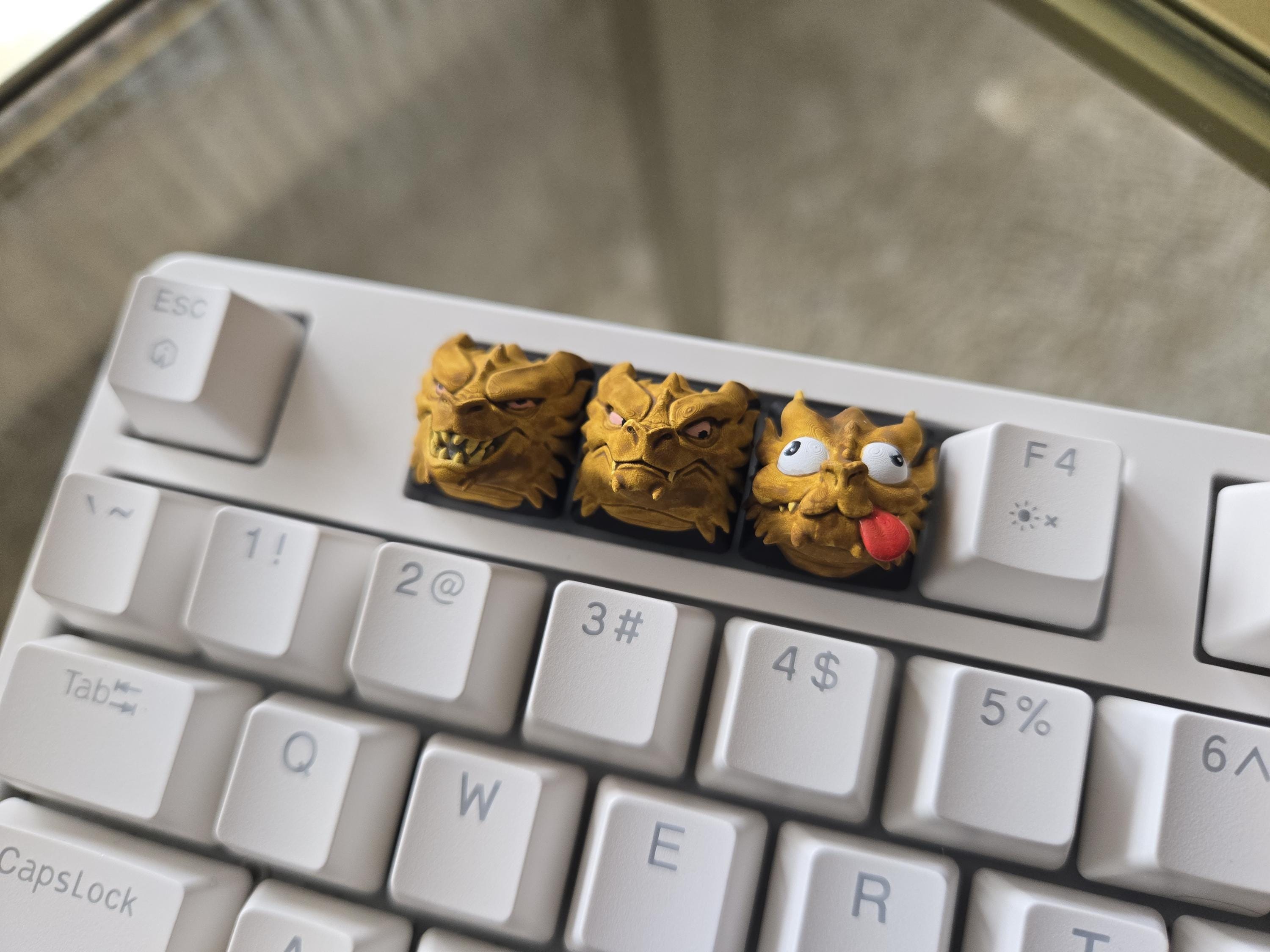 Hand-Painted Three Headed Dragon Meme Artisan Keycap Set for mechanical keyboard