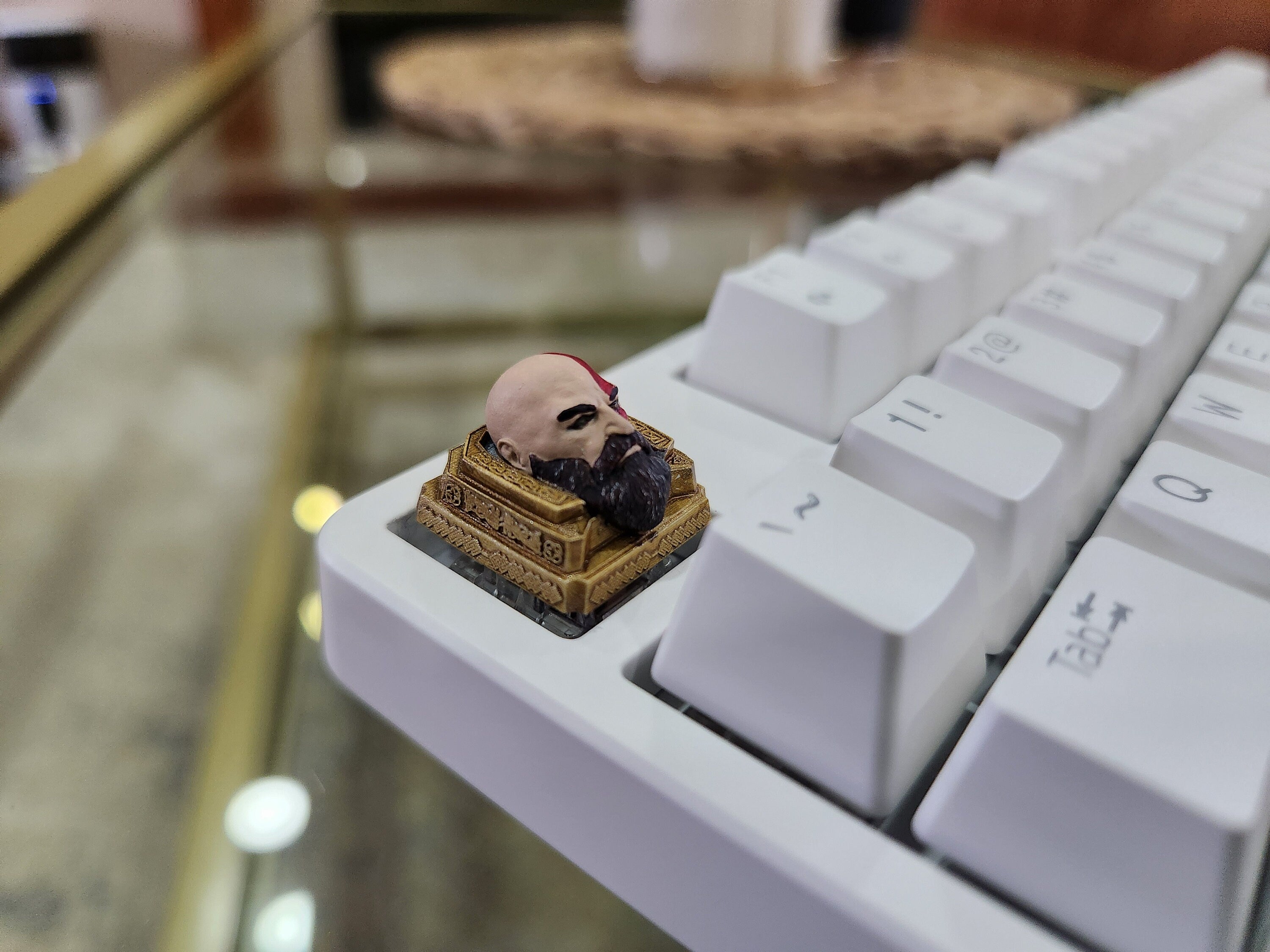 Hand-Painted Video Game Kratos Artisan Keycap for mechanical keyboard
