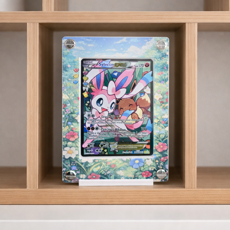 Custom Sylveon EX RC32 Card Holder – UV Printed 3D Textured Display Case – Premium TCG Protector (Card Not Included) handcrafted collectible