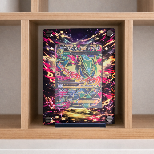 Custom M Rayquaza EX 105/108 Card Holder – UV Printed 3D Textured Display Case – Premium TCG Protector (Card Not Included) handcrafted collectible