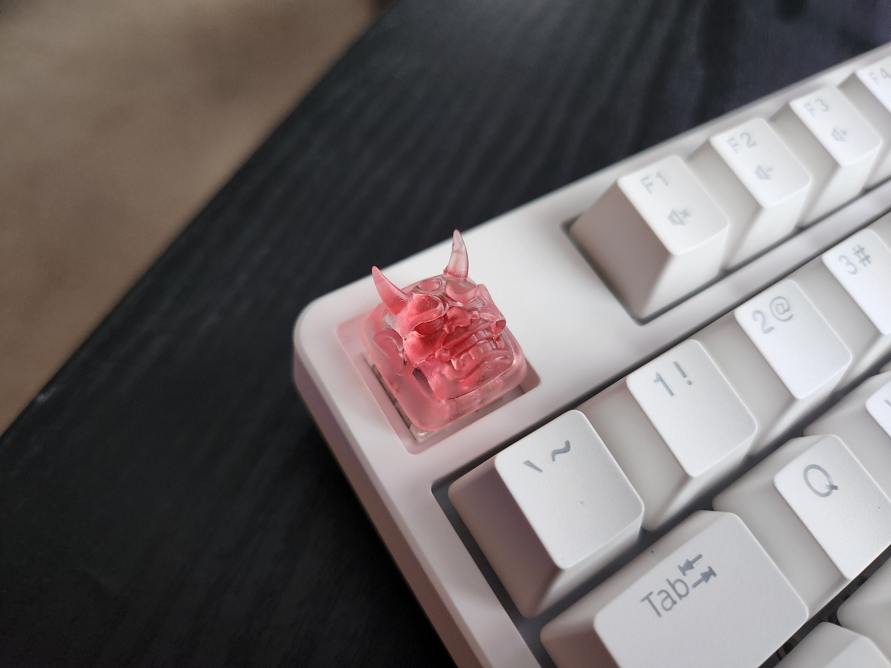 Clear Japanese Oni Mask Artisan Keycap for mechanical keyboard