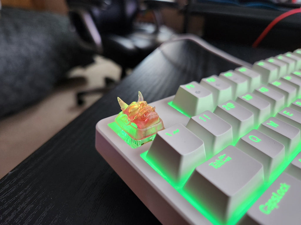 Clear Japanese Oni Mask Artisan Keycap for mechanical keyboard