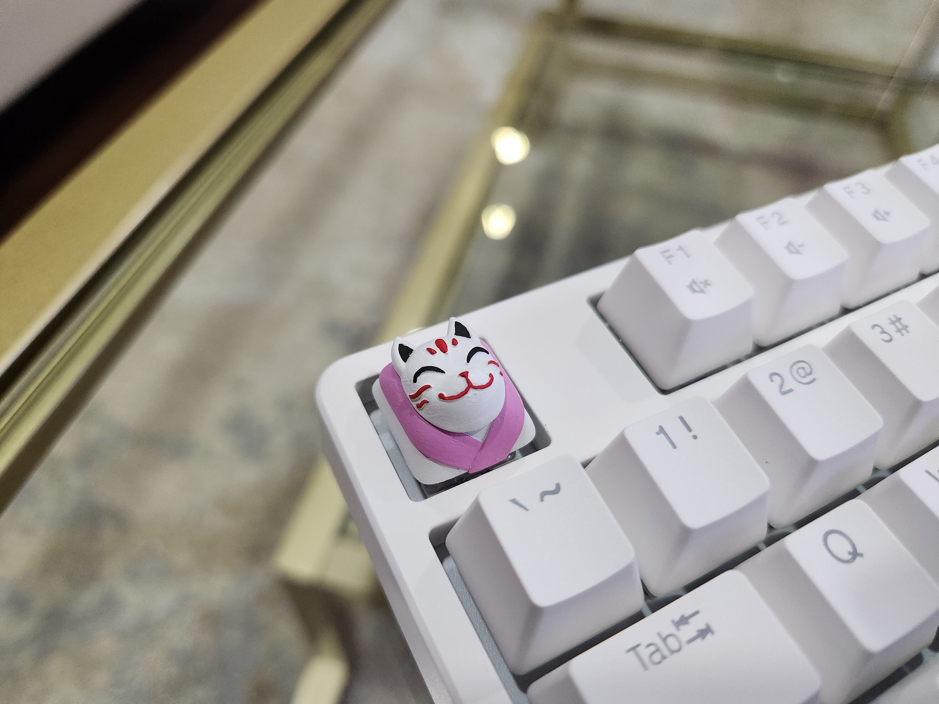 Hand-Painted Kitsune Japanese Artisan Keycap for mechanical keyboard
