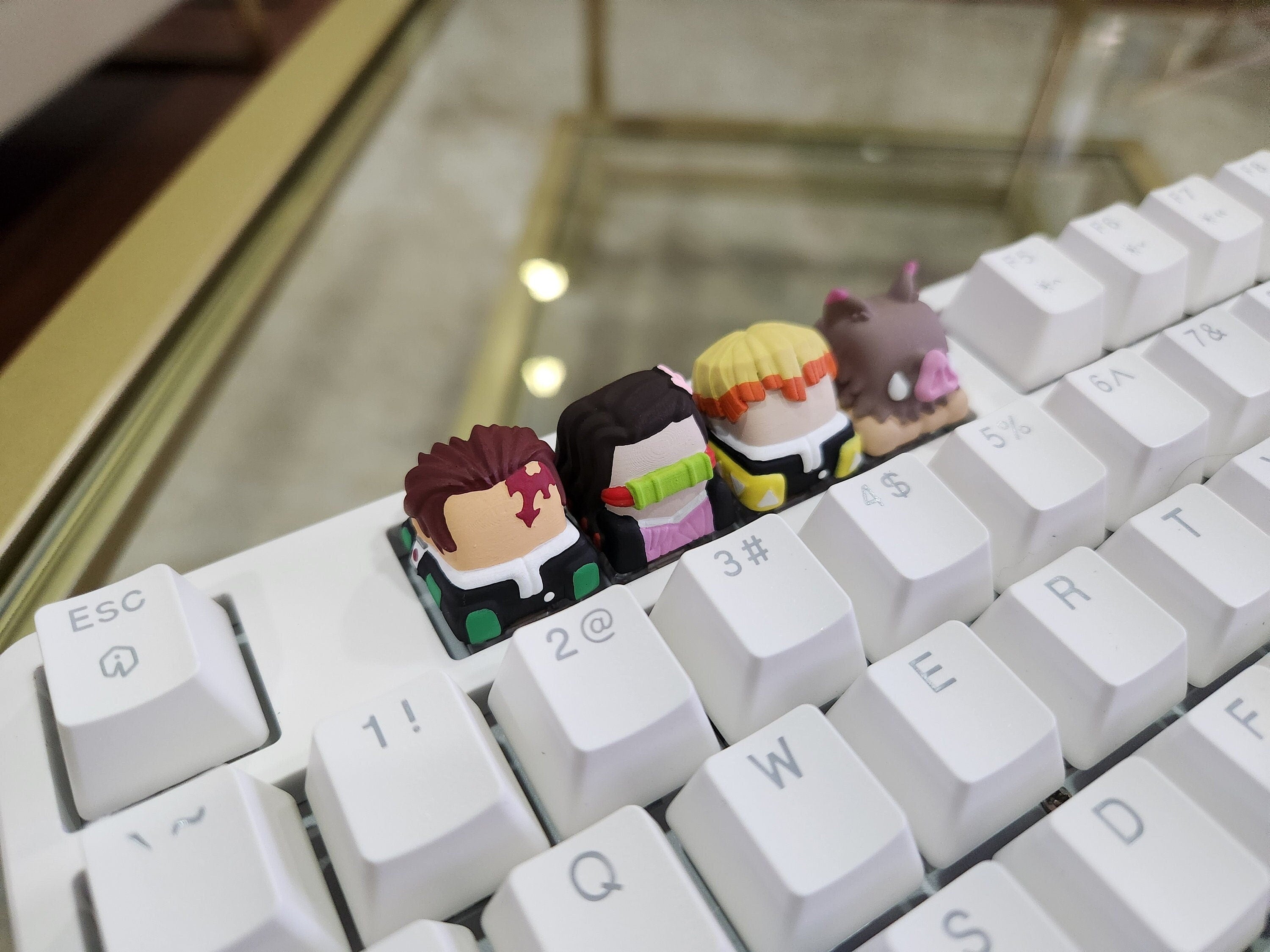 Hand-Painted Demon Slayer Artisan Keycaps for mechanical keyboard