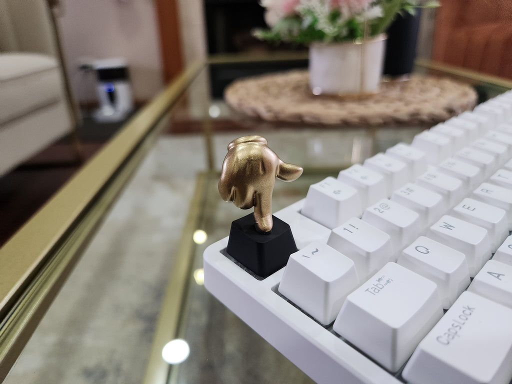 Hand-painted golden glove finger artisan keycap