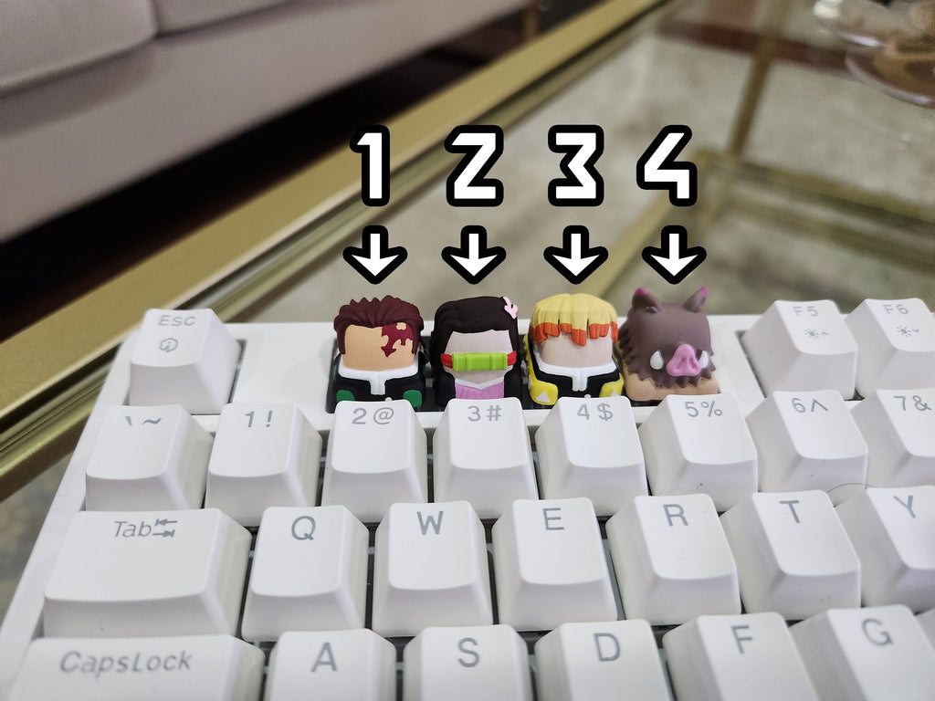 Hand-Painted Demon Slayer Artisan Keycaps for mechanical keyboard