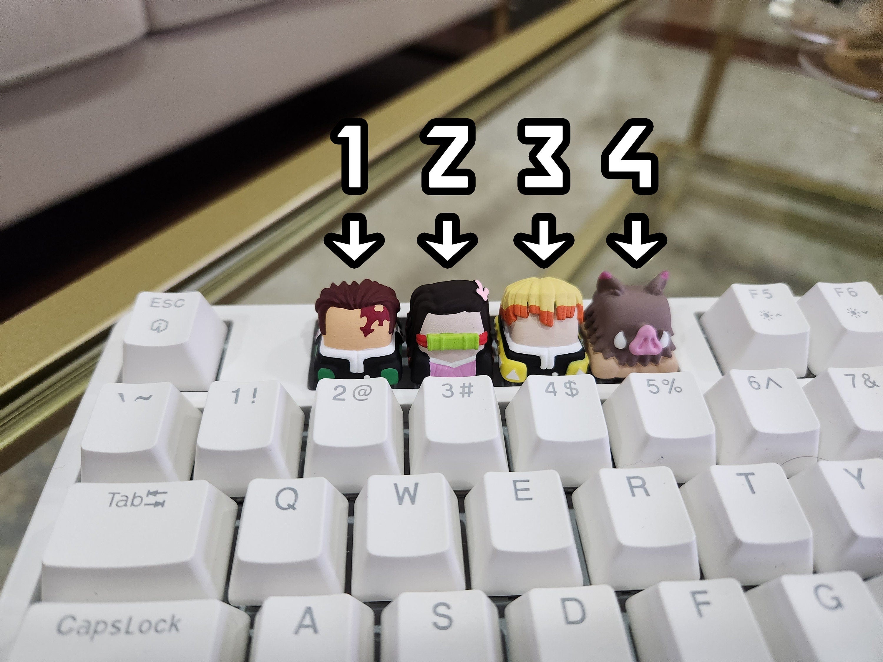 Hand-Painted Demon Slayer Artisan Keycaps for mechanical keyboard