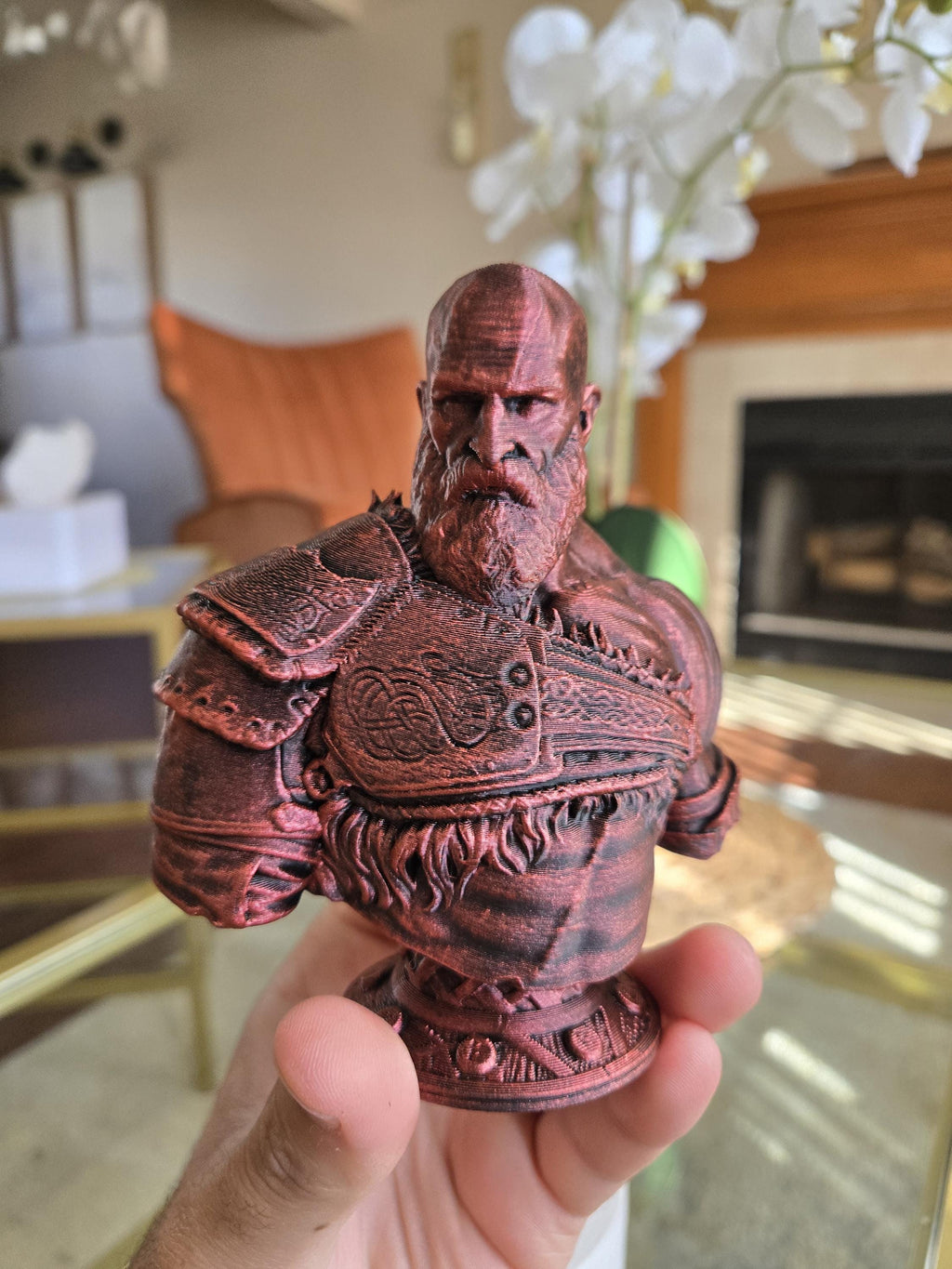 Hand-painted kratos video game bust – 5 inches tall collectible display figure