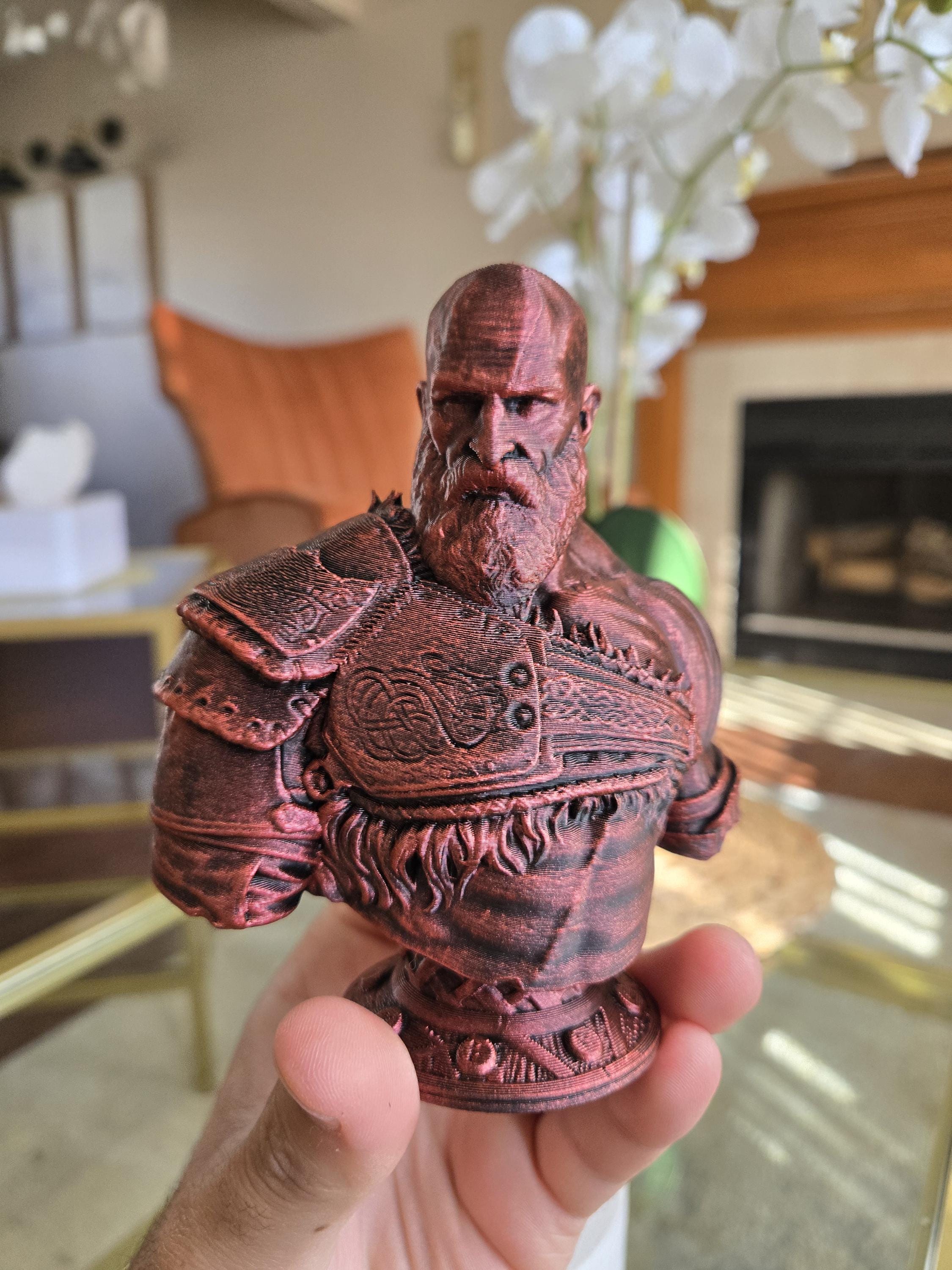 Hand-painted kratos video game bust – 5 inches tall collectible display figure