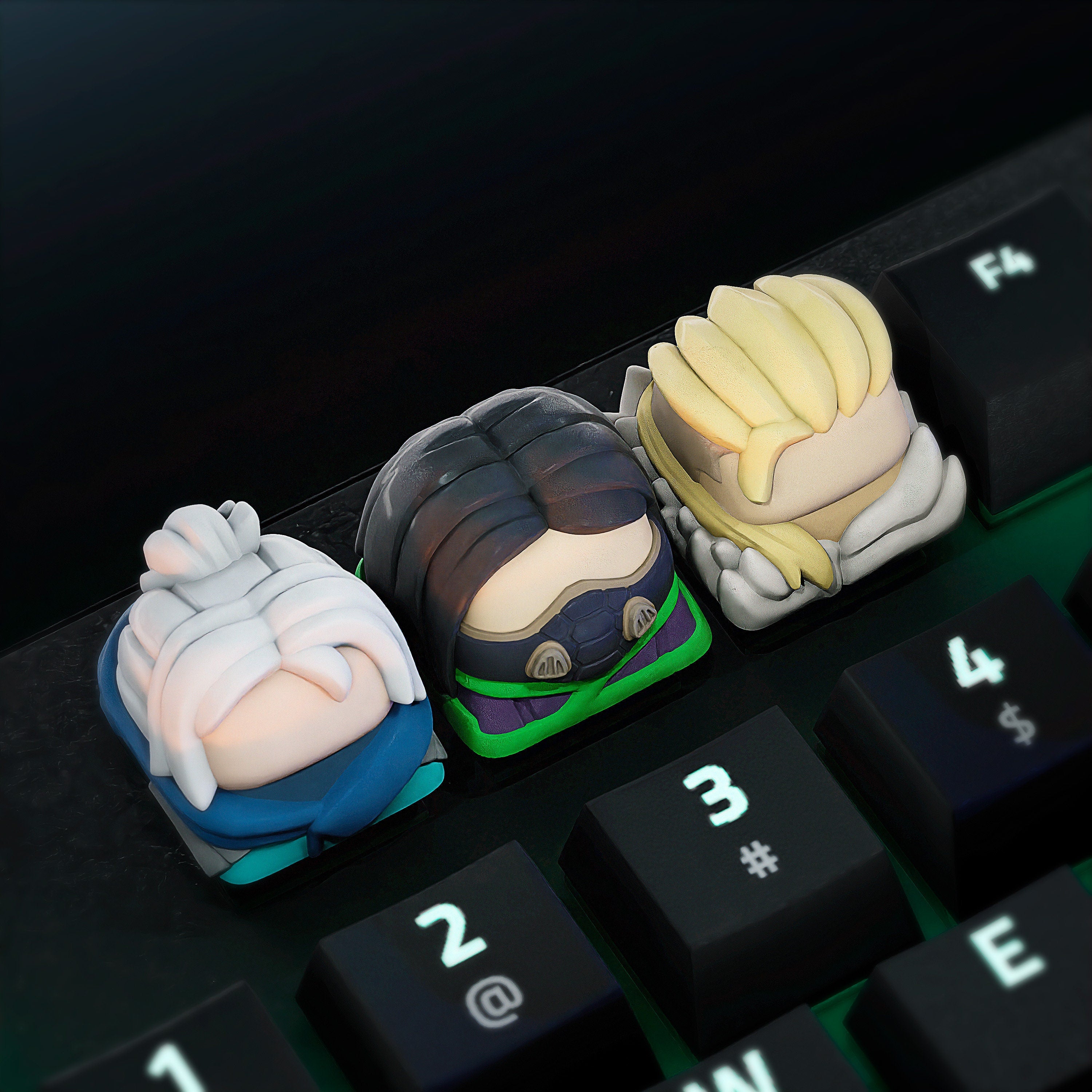 Hand-Painted Valorant Jett, Viper and Sova Artisan Keycaps for mechanical keyboard