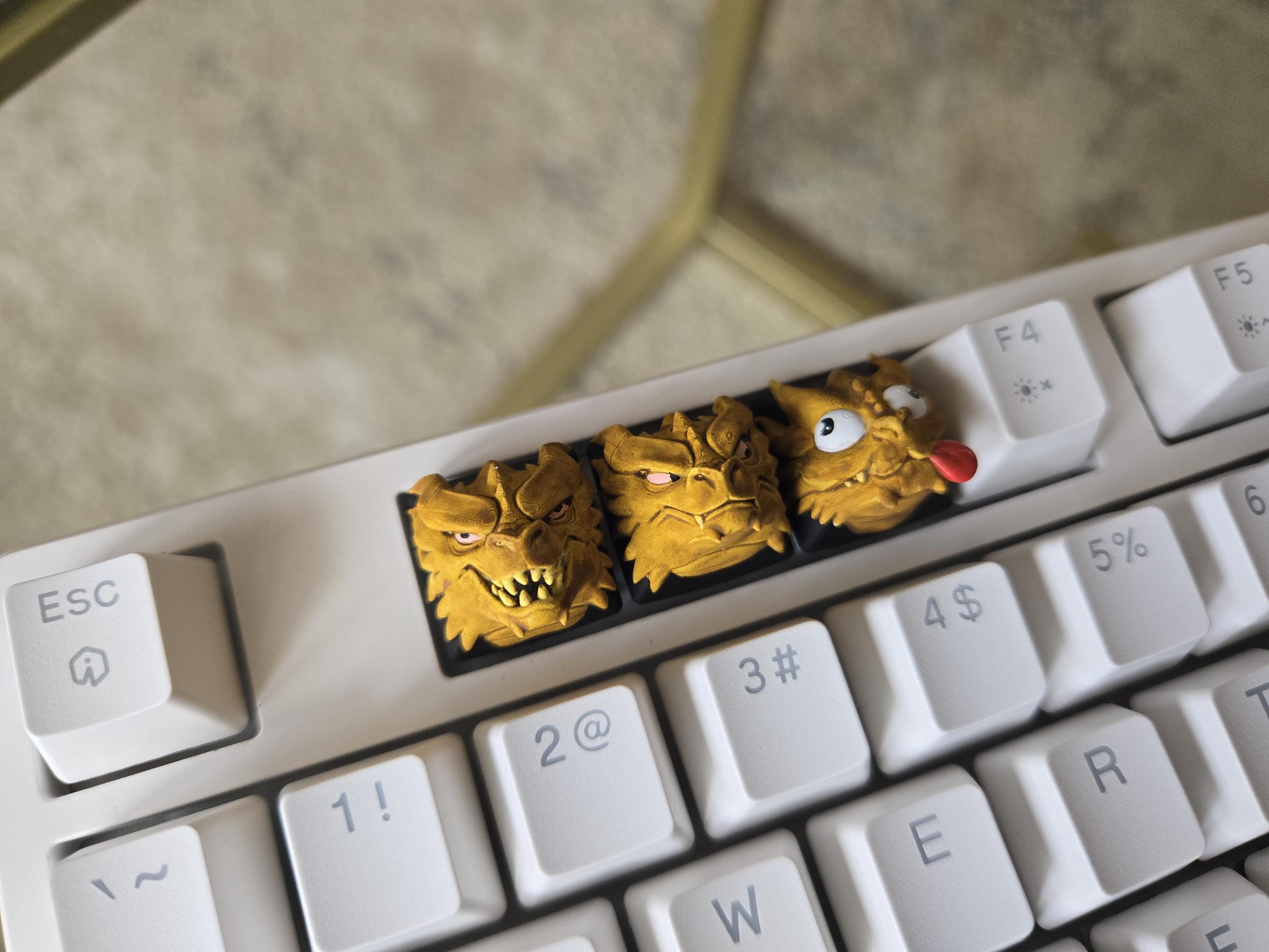 Hand-Painted Three Headed Dragon Meme Artisan Keycap Set for mechanical keyboard