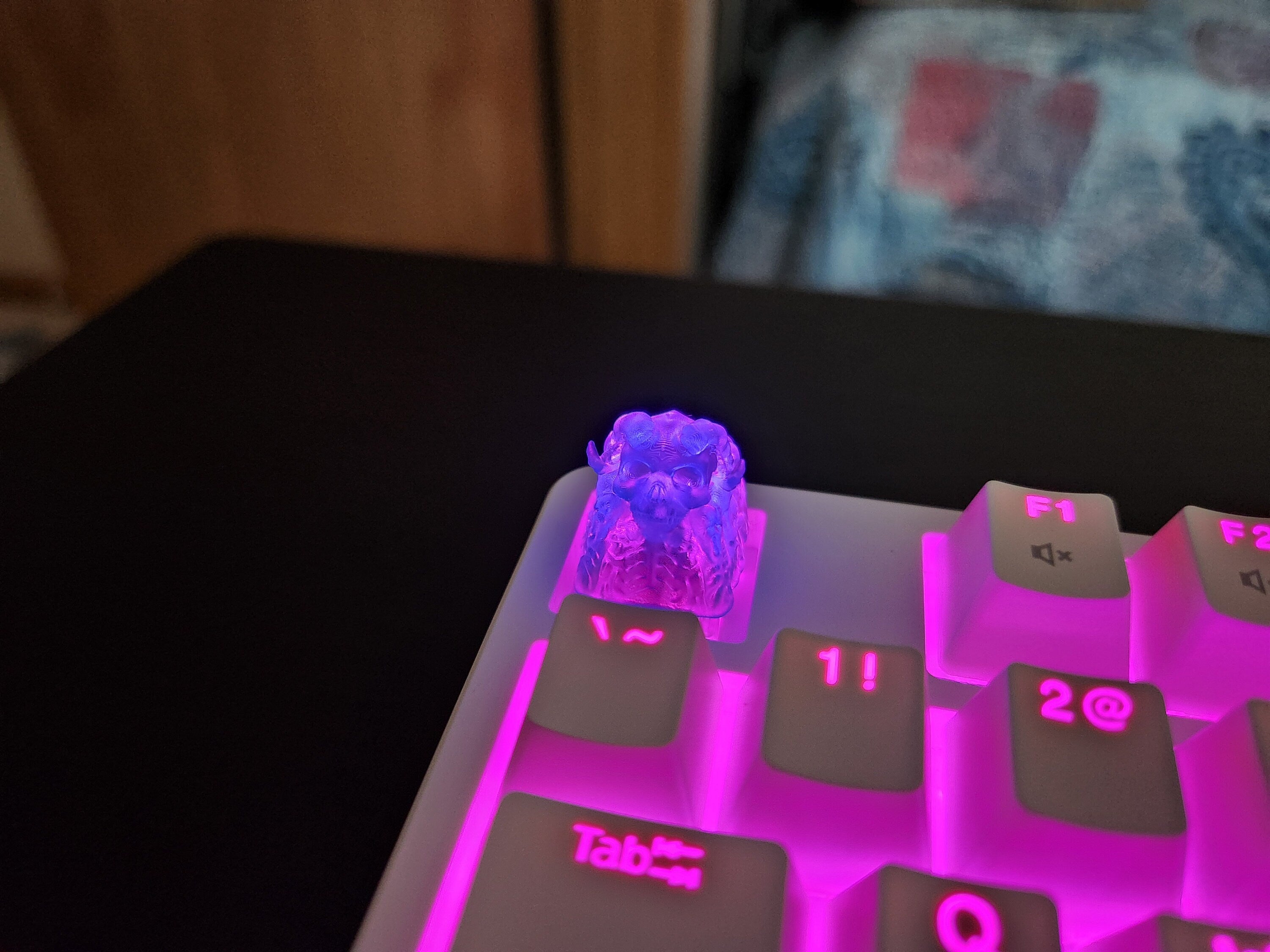 Clear Demon Skull Artisan Keycap for mechanical keyboard