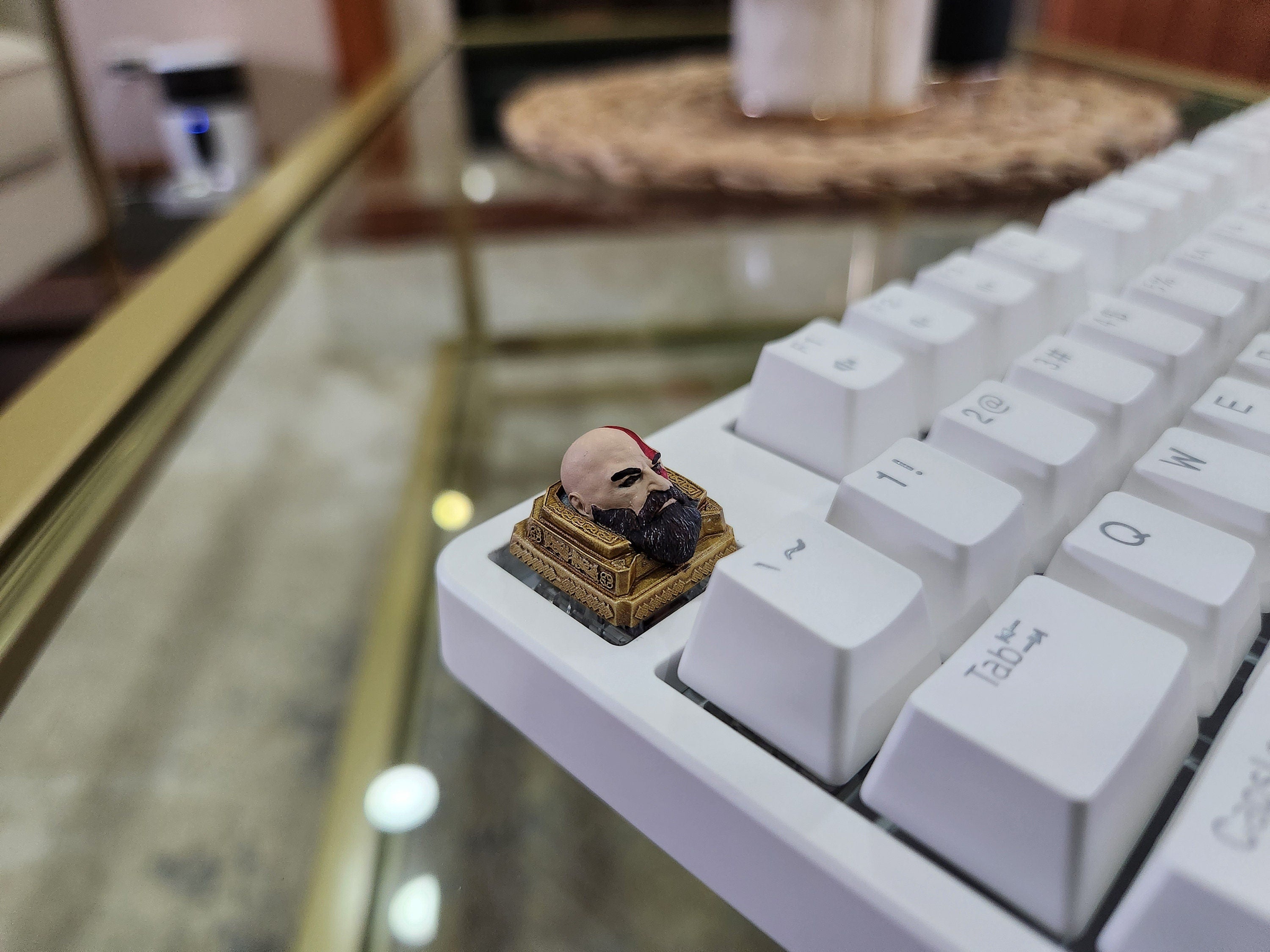 Hand-Painted Video Game Kratos Artisan Keycap for mechanical keyboard