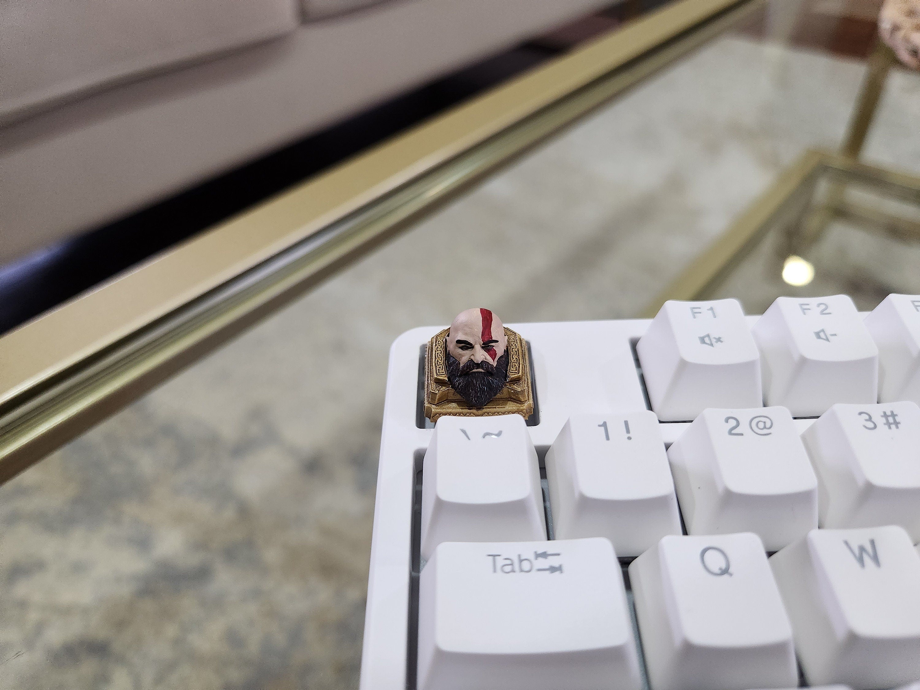 Hand-Painted Video Game Kratos Artisan Keycap for mechanical keyboard