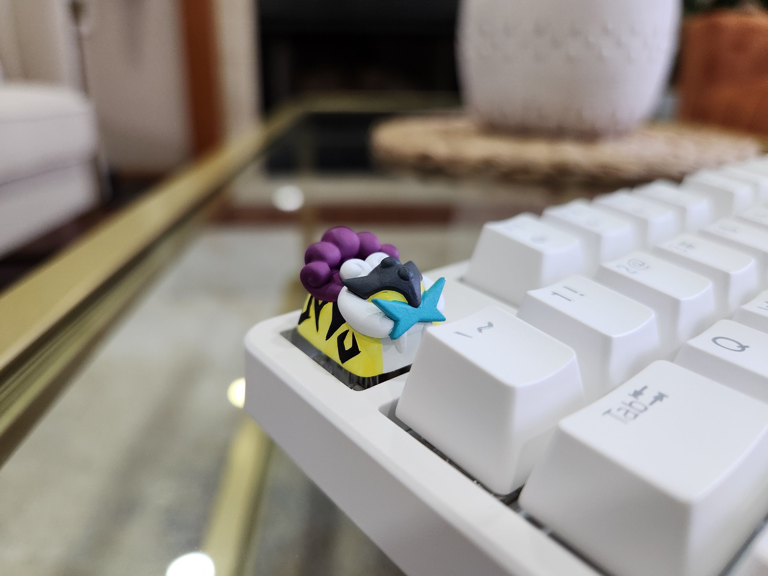 Hand-Painted Pokemon Legendary Entei, Suicune, Raikou Artisan Keycap for mechanical keyboard