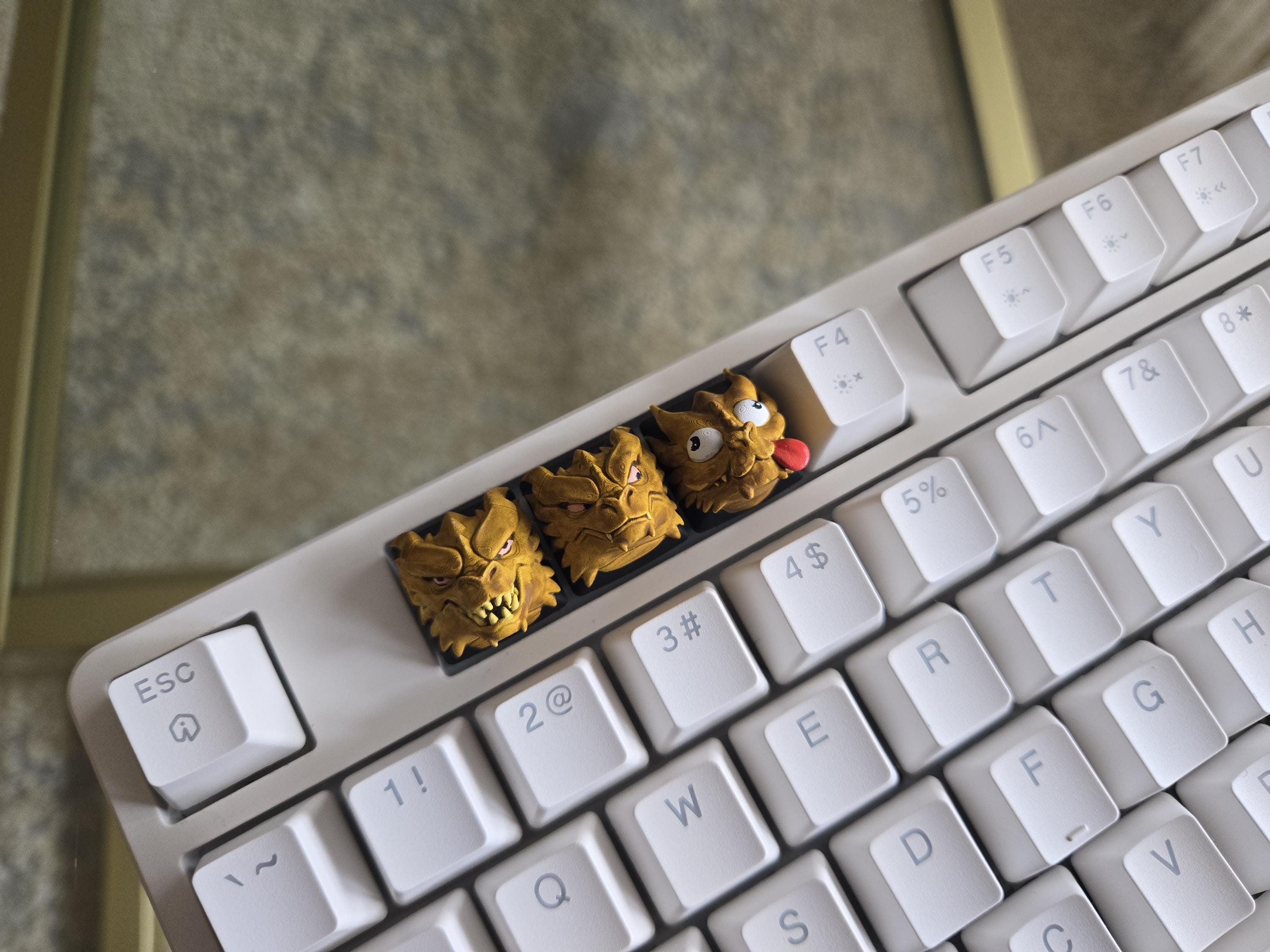 Hand-Painted Three Headed Dragon Meme Artisan Keycap Set for mechanical keyboard