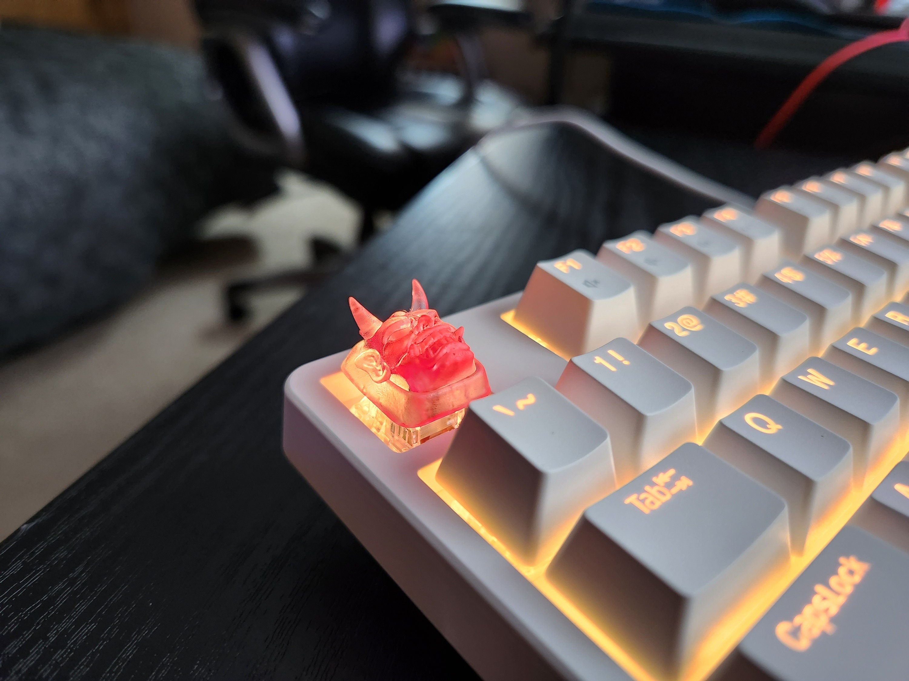 Clear Japanese Oni Mask Artisan Keycap for mechanical keyboard
