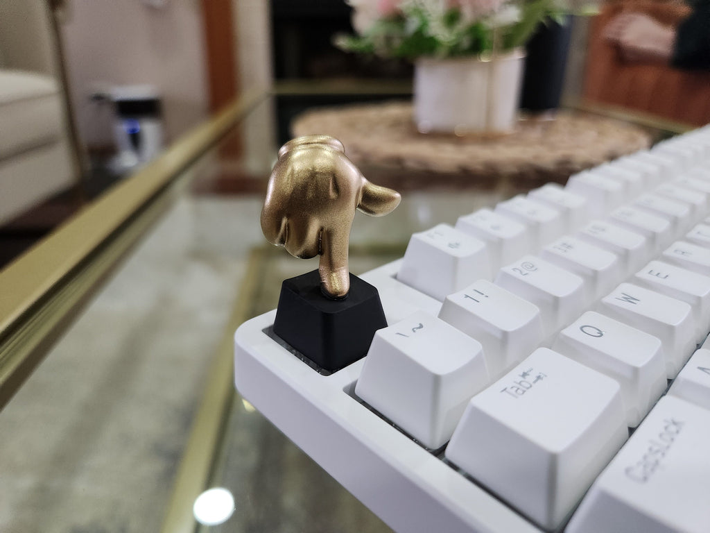 Hand-painted golden glove finger artisan keycap