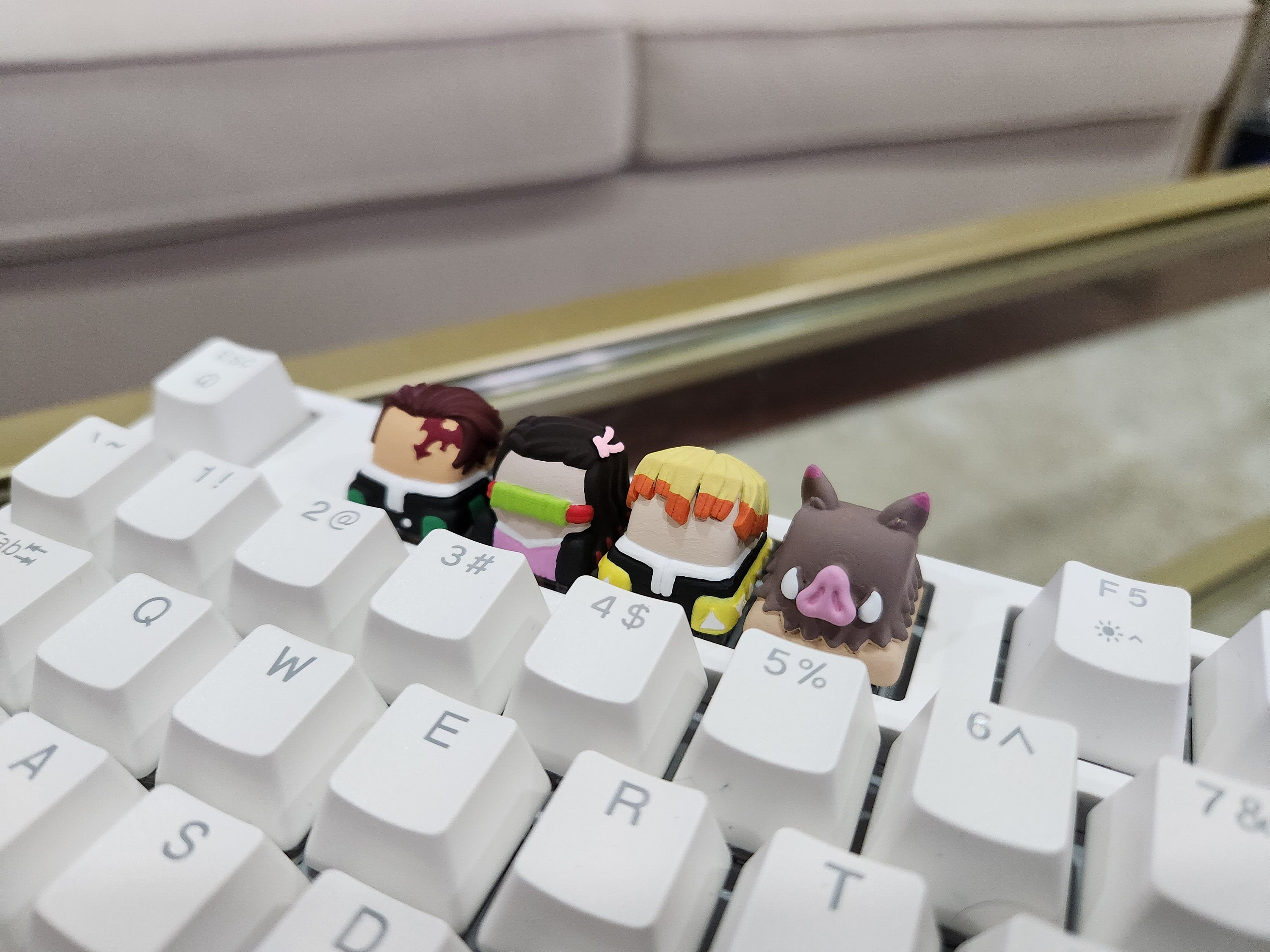 Hand-Painted Demon Slayer Artisan Keycaps for mechanical keyboard