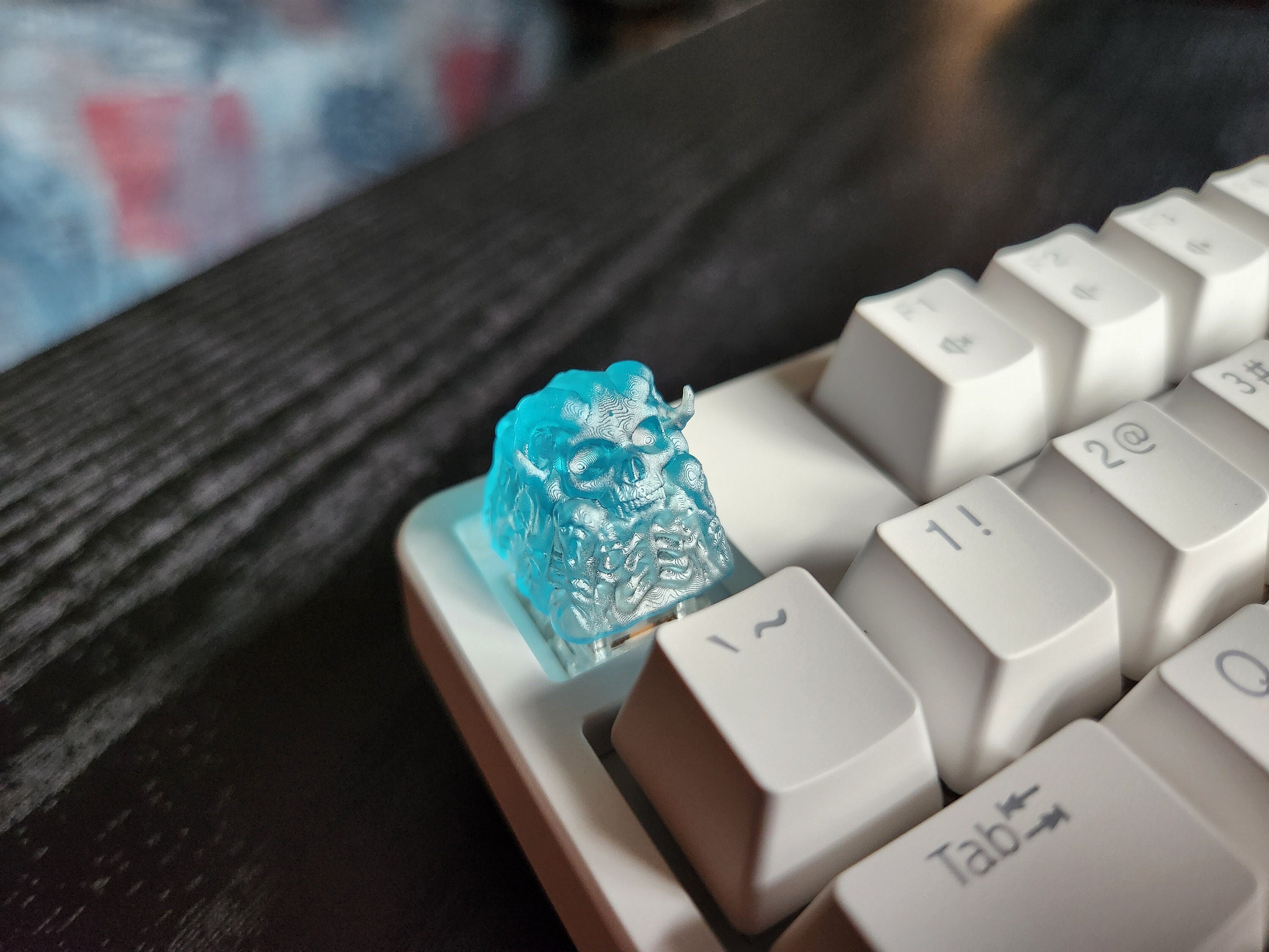 Clear Demon Skull Artisan Keycap for mechanical keyboard