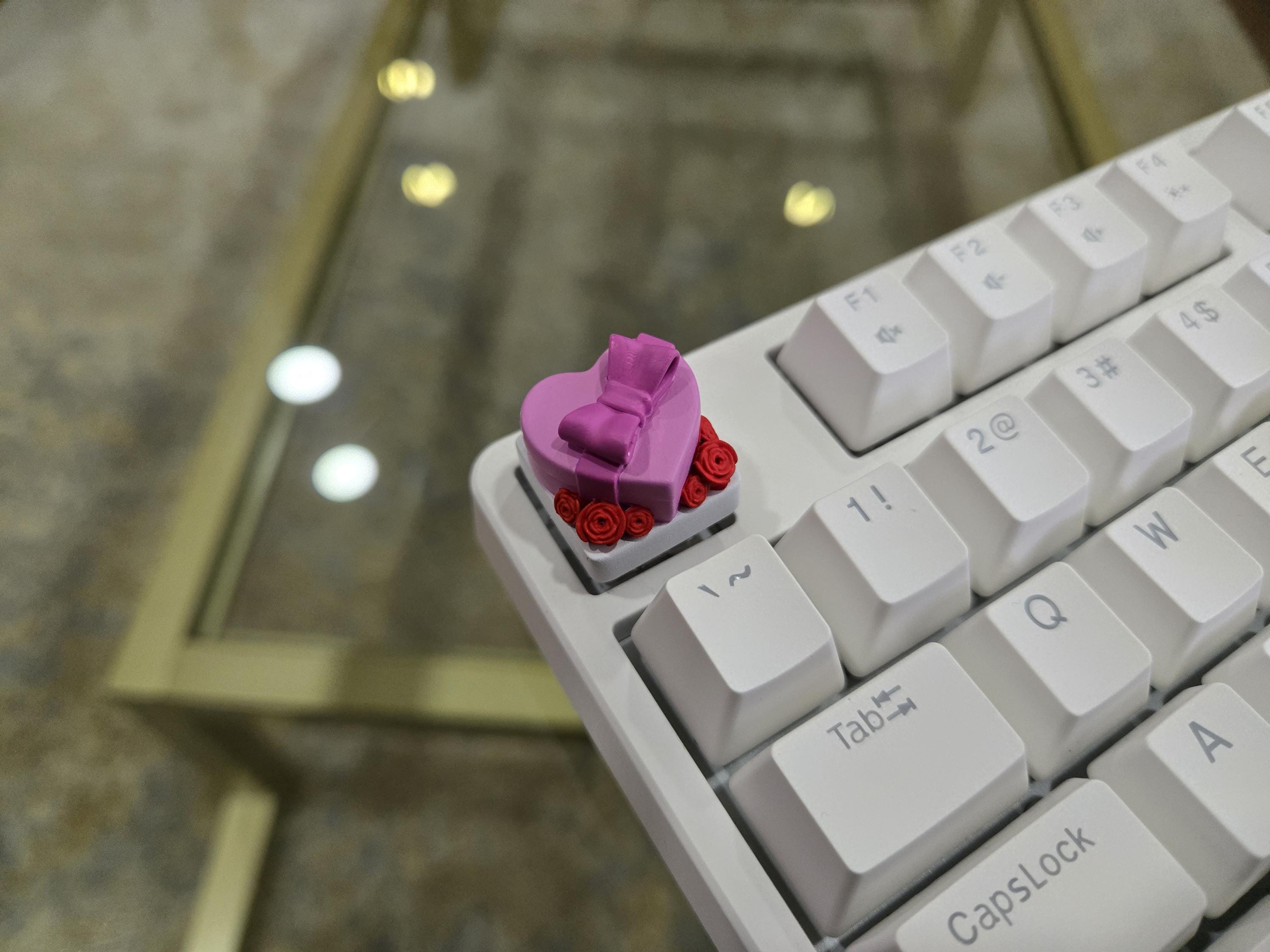 Hand-Painted Valentine Heart Box Artisan Keycap for mechanical keyboard