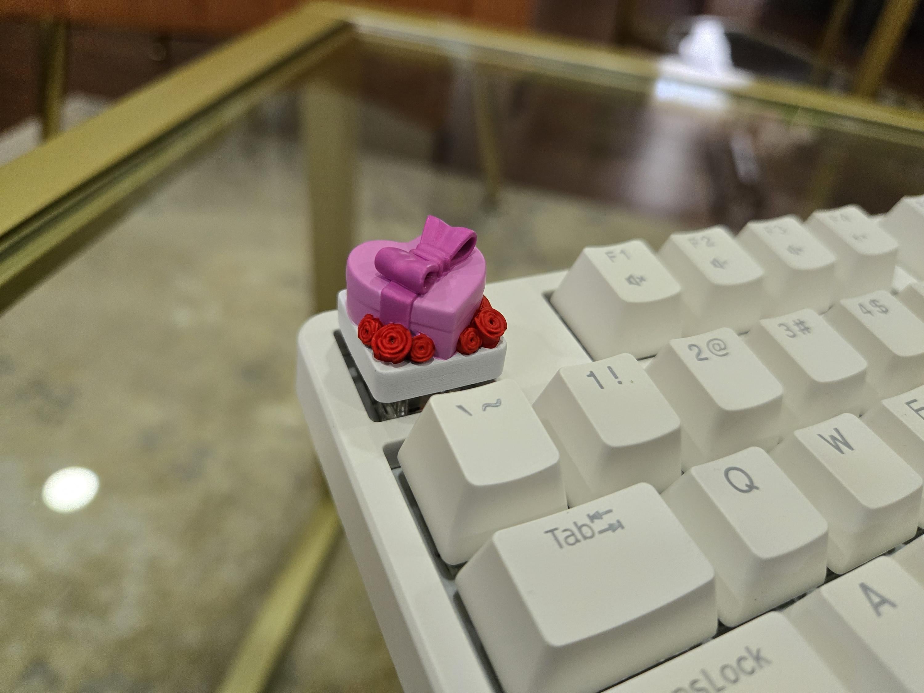 Hand-Painted Valentine Heart Box Artisan Keycap for mechanical keyboard