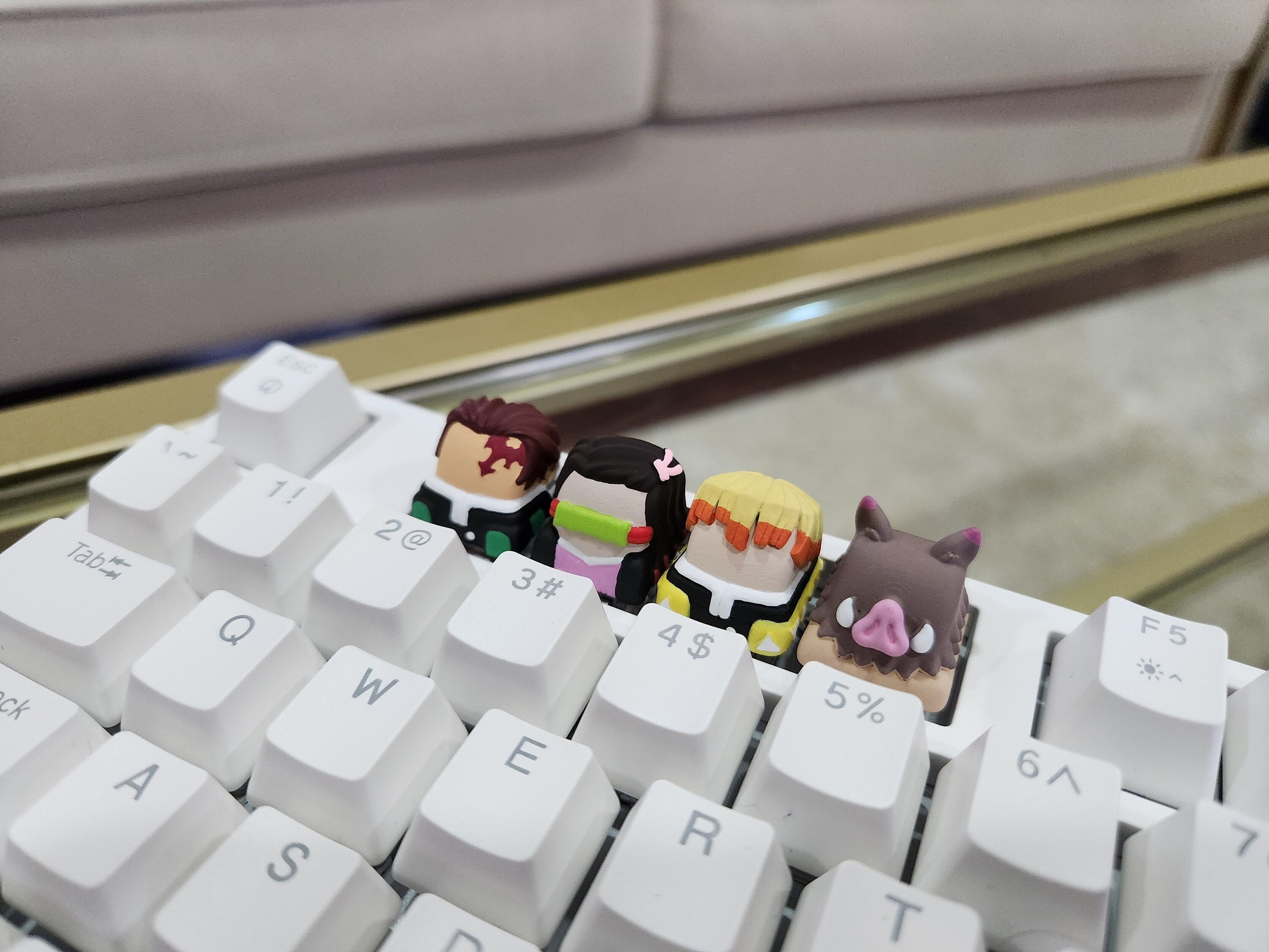 Hand-Painted Demon Slayer Artisan Keycaps for mechanical keyboard