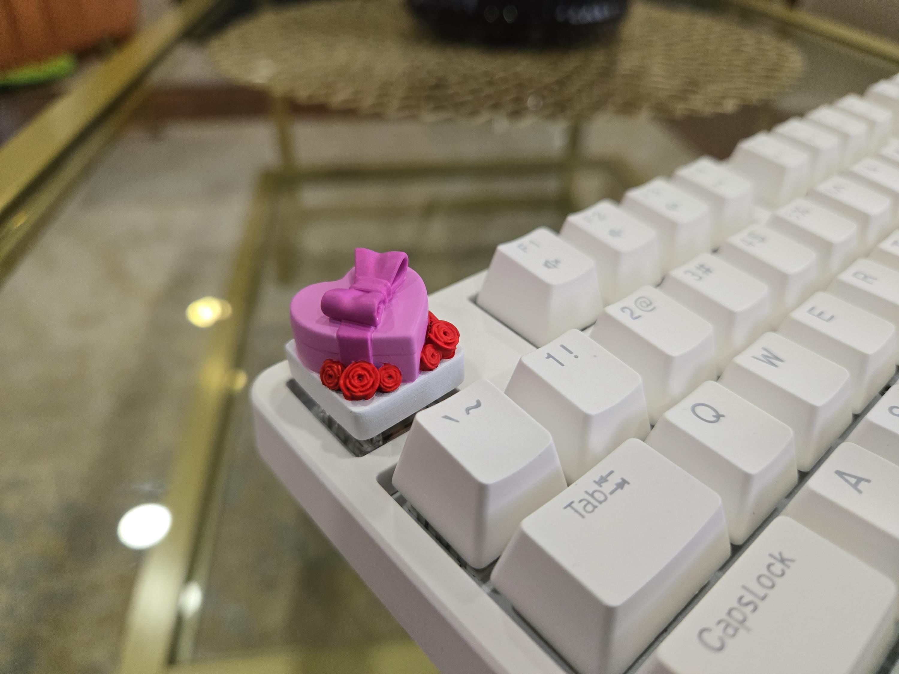 Hand-Painted Valentine Heart Box Artisan Keycap for mechanical keyboard