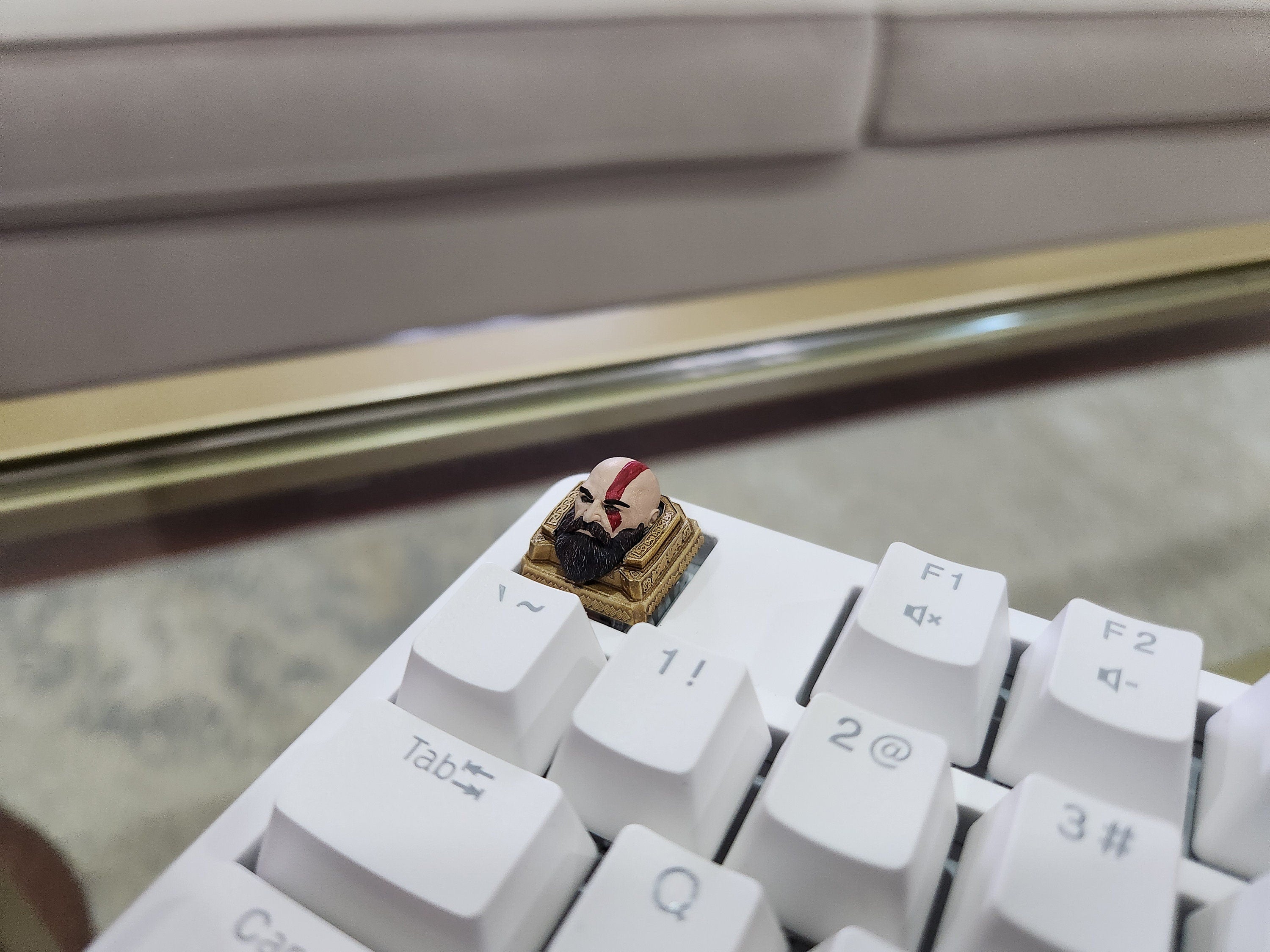Hand-Painted Video Game Kratos Artisan Keycap for mechanical keyboard