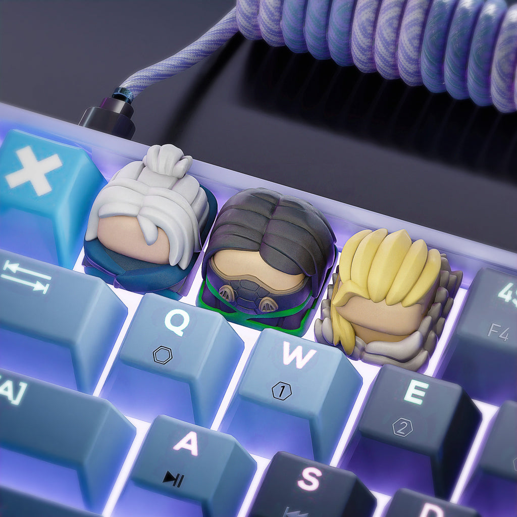 Hand-Painted Valorant Jett, Viper and Sova Artisan Keycaps for mechanical keyboard