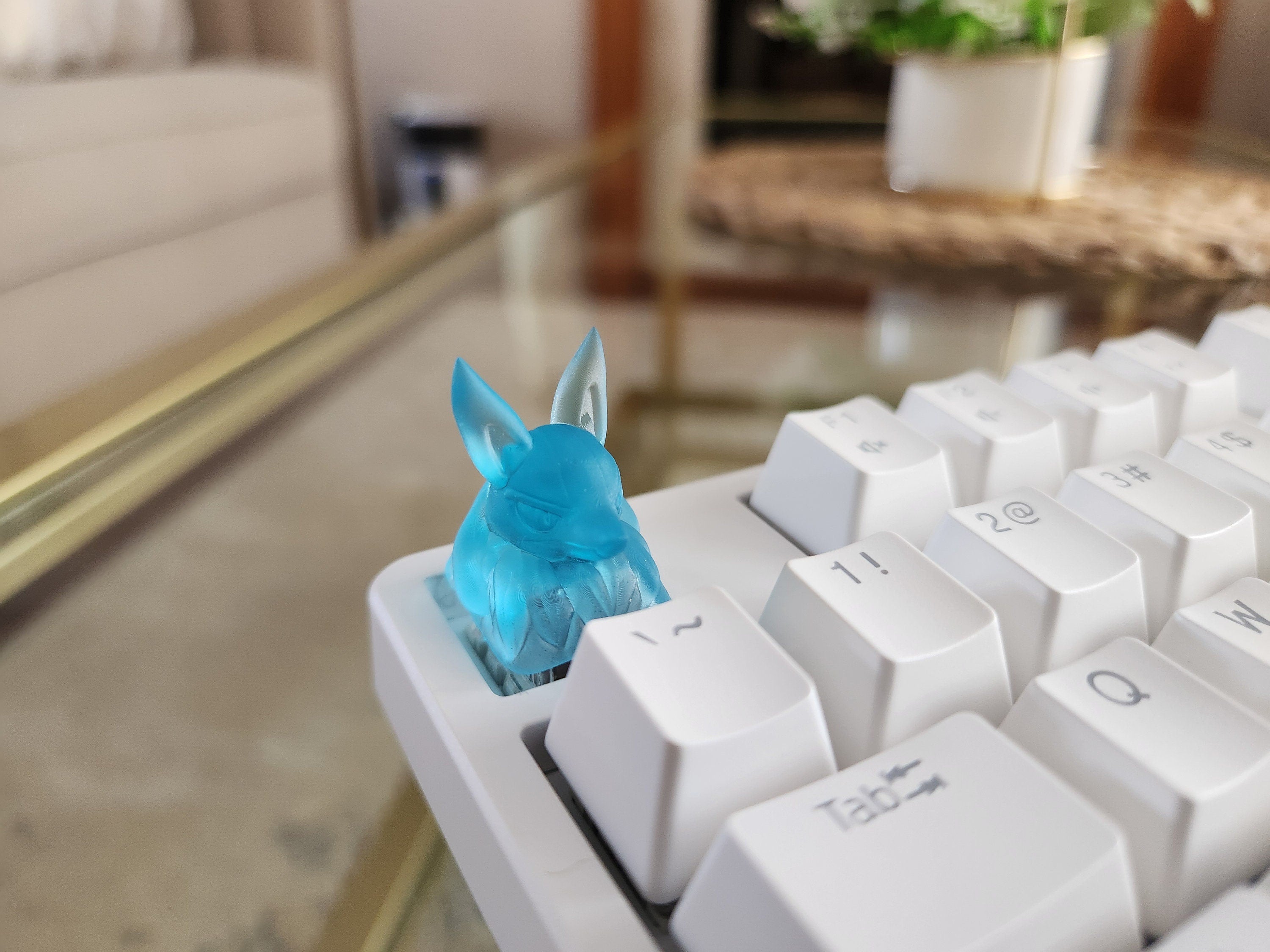 Clear Anime Snorlax Artisan Keycap for mechanical keyboard